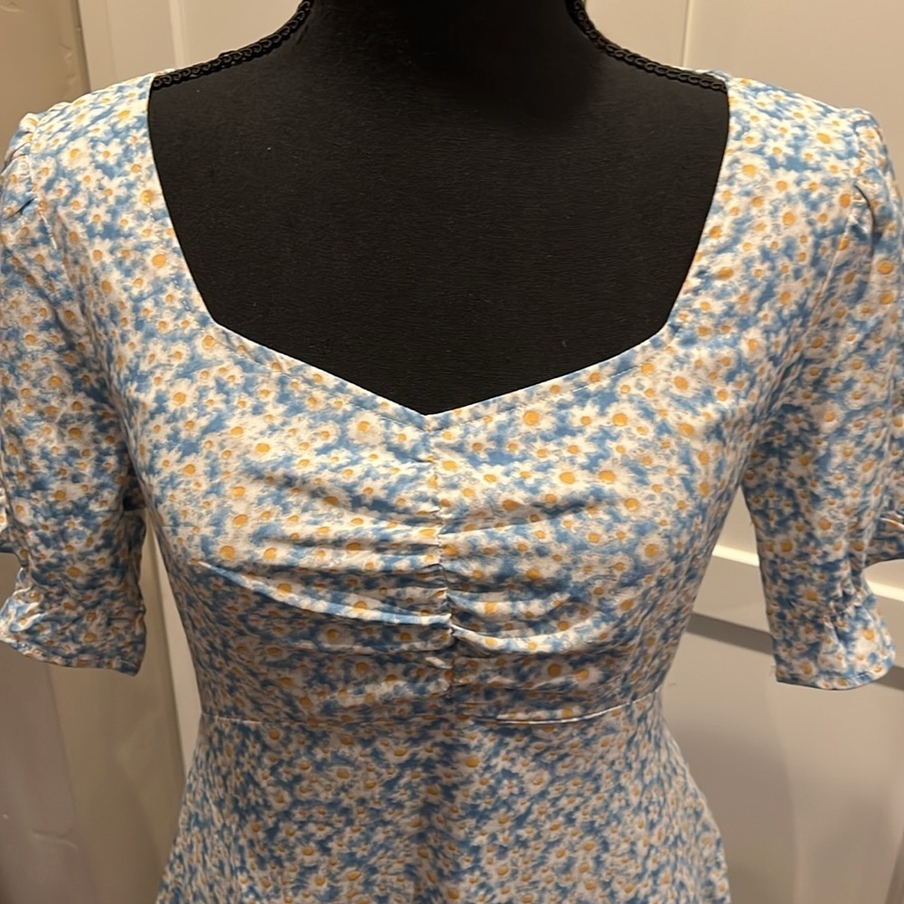 NWT Allegra K Blue and White Floral Midi Dress